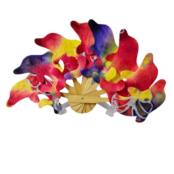 Paper Fan Batik Dolphins Cutouts‎ Colorful - Picture 1 of 5
